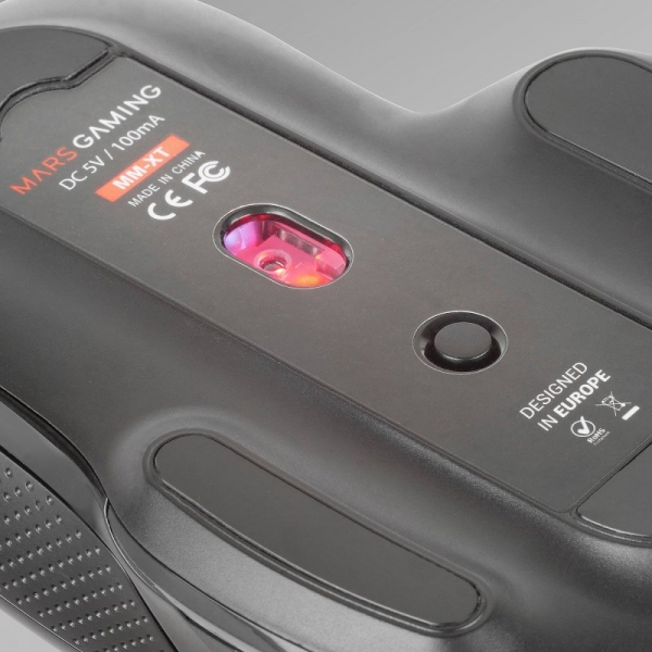 Rato Gamer Mars Gaming MM-XT - Iluminação RGB - Sensor de 12800 DPI - 9 Botões HUANO - Cabo Feather Paracord - Compatível com PC e Consolas - Preto