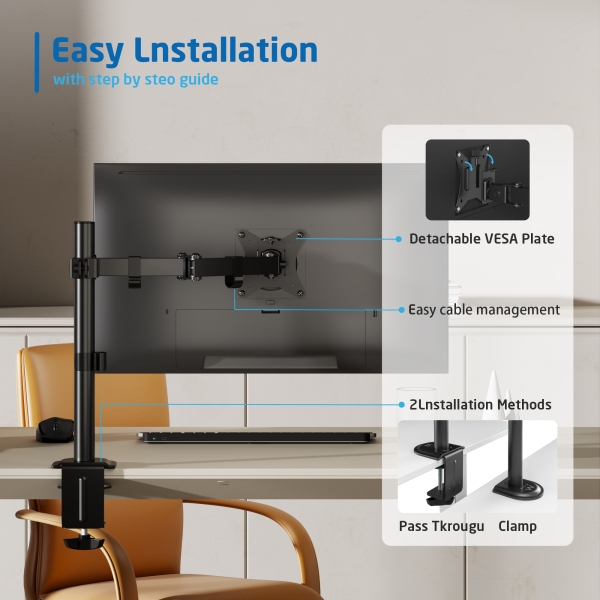 Suporte para monitor Ewent de 13 a 34 polegadas - VESA Max 100x100 - Peso máximo 9 kg - Preto