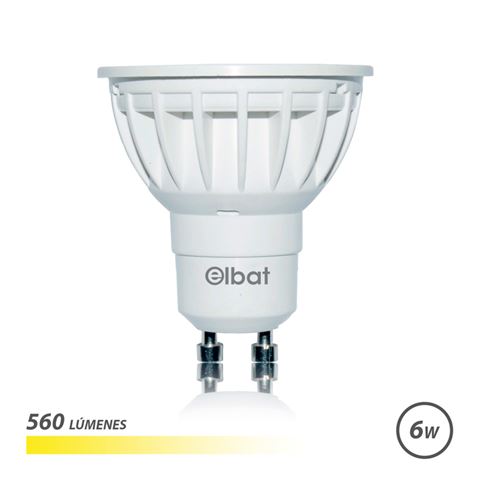 Lâmpada LED Elbat GU10 6W 560LM Luz quente - Economia de energia - Longa vida útil  - Cor branca quente