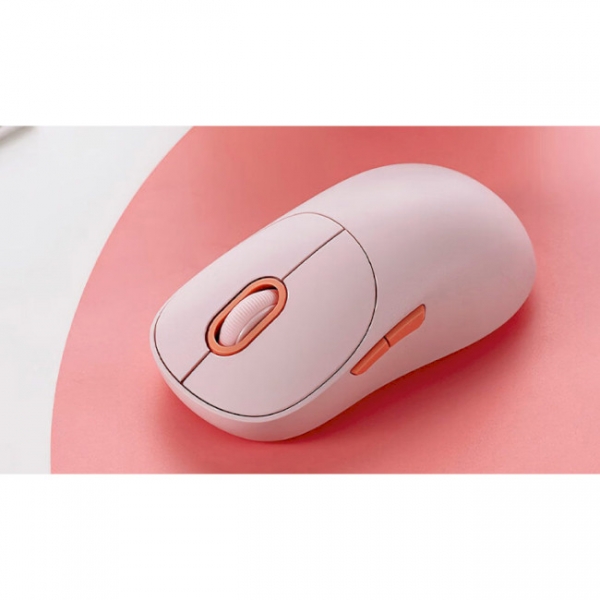 Rato sem fios Xiaomi 3 com adaptador de 2,4 GHz e Bluetooth 1200 dpi - 5 botões - Utilização para destros - Rosa