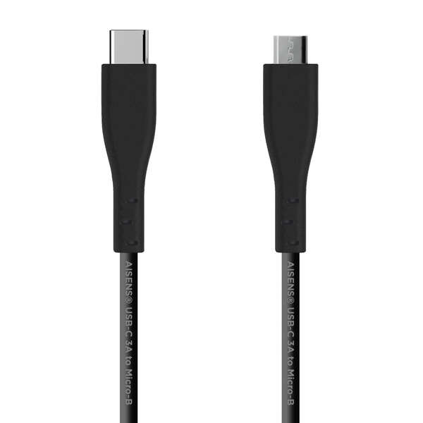 Cabo Aisens USB 2.0 3A - Tipo USB-C/M-Micro B/M - 1,0 m - Cor preto