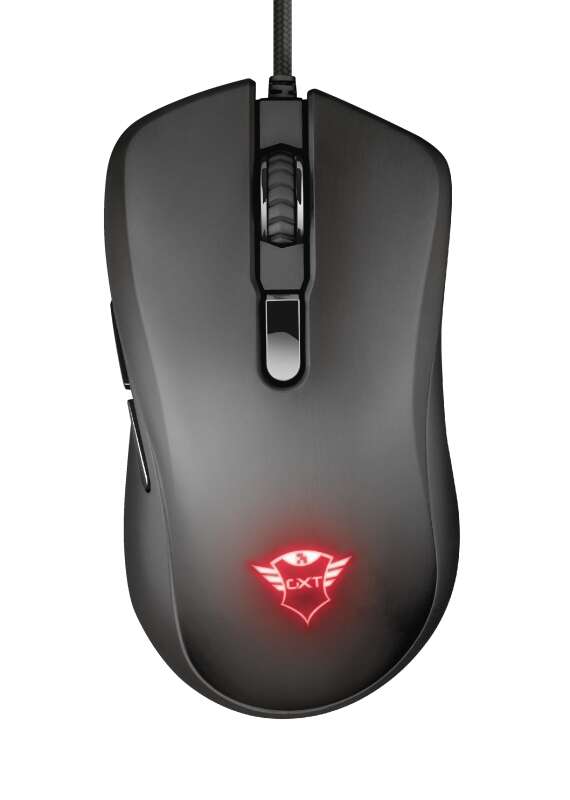 Rato USB Trust Gaming GXT 930 Jacx 6400 dpi - 5 botões programáveis ​​​​- Iluminação RGB - Cabo entrançado de 1,80 m - Utilização para destros - Preto