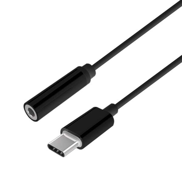 Aisens Conversor USB-C a Audio Estilo Apple - USB-C/M-JACK 3.5/H - 15cm - Cor Negro