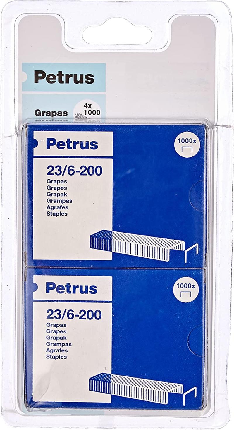 Petrus Pack de 4 Caixas de 1000 Agrafes de Cobre 23/6-200 - Até 20 Folhas - Pino 6mm