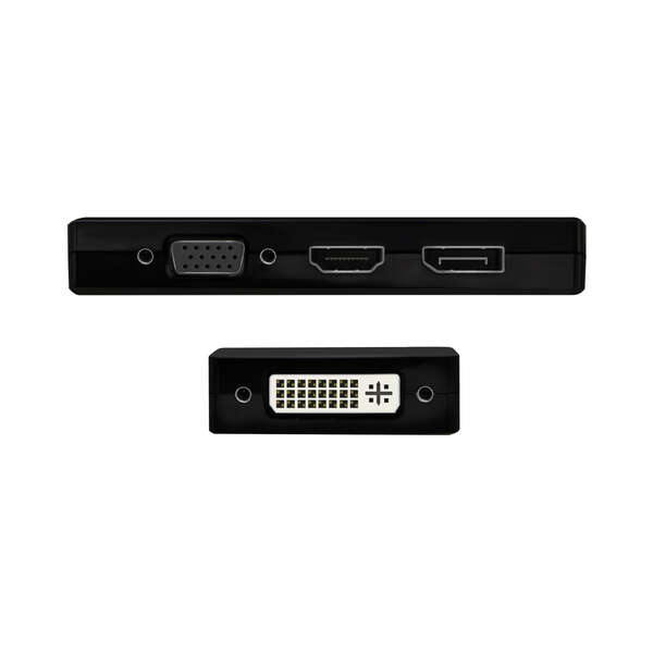 Aisens Conversor USB-C a DP/DVI/HDMI/VGA - USB-C/M-DP/H-DVI/H-HDMI/H-VGA/H - 15cm - Color Negro