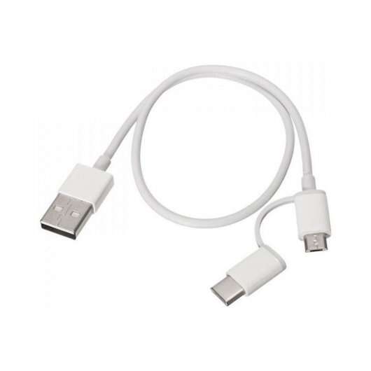 Cabo Xiaomi USB-A para MicroUSB com Adaptador USB-C - 1 m de comprimento - Branco