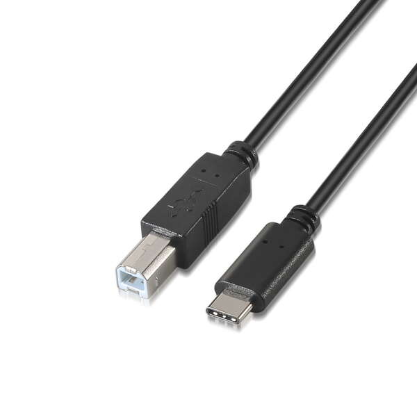 Cabo de impressora Aisens USB 2.0 3A - USB-C macho para B macho - 1,0 m - Preto