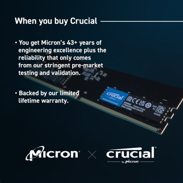 Memória RAM Crucial DDR5 16GB 5600MHz CL46 DIMM