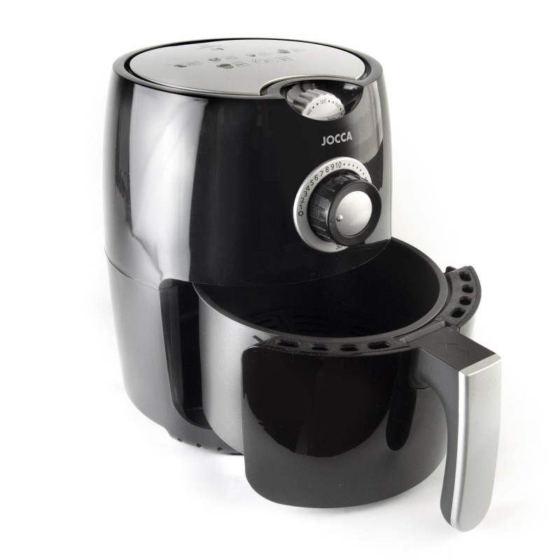 Fritadeira Ar Quente Jocca 2.2L 1000W - Temporizador - Ajuste de temperatura - Antiaderente - Alça de toque frio