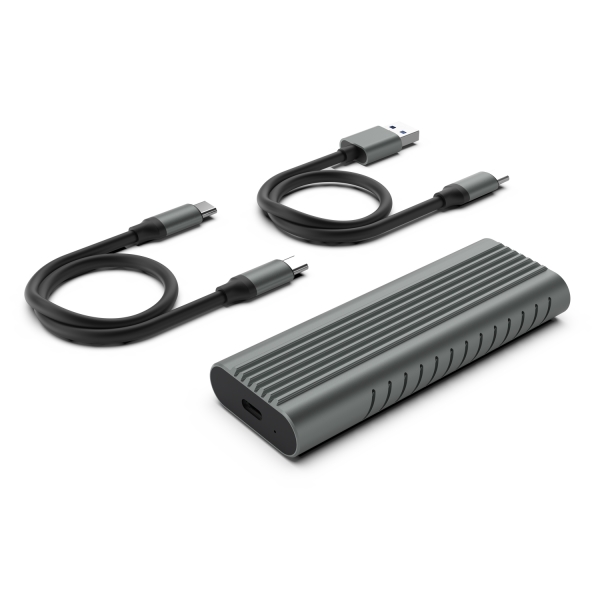Caixa externa USB 3.2 Ewent - SSD USB-C sem parafusos - Cabo USB C-C e USB C-A - Cinza